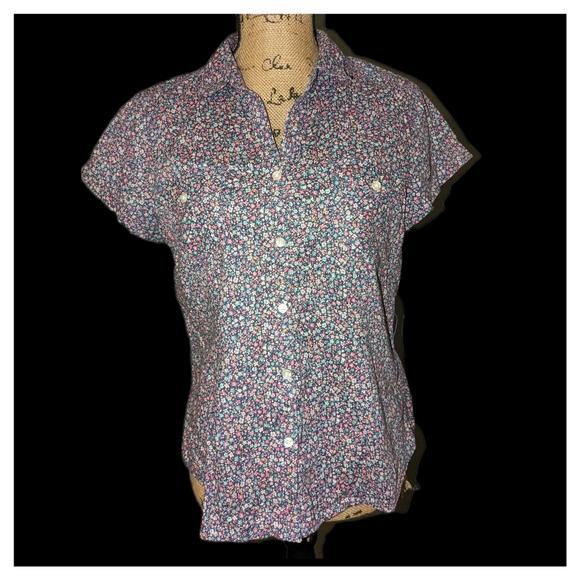 Divided by H & M Floral button up short sleeve blouse - Picture 1 of 4